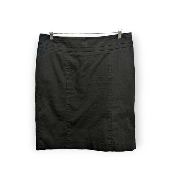 Ann Taylor LOFT Casual Black Back Vent Knee Length Pencil Skirt 14 - Picture 1 of 6